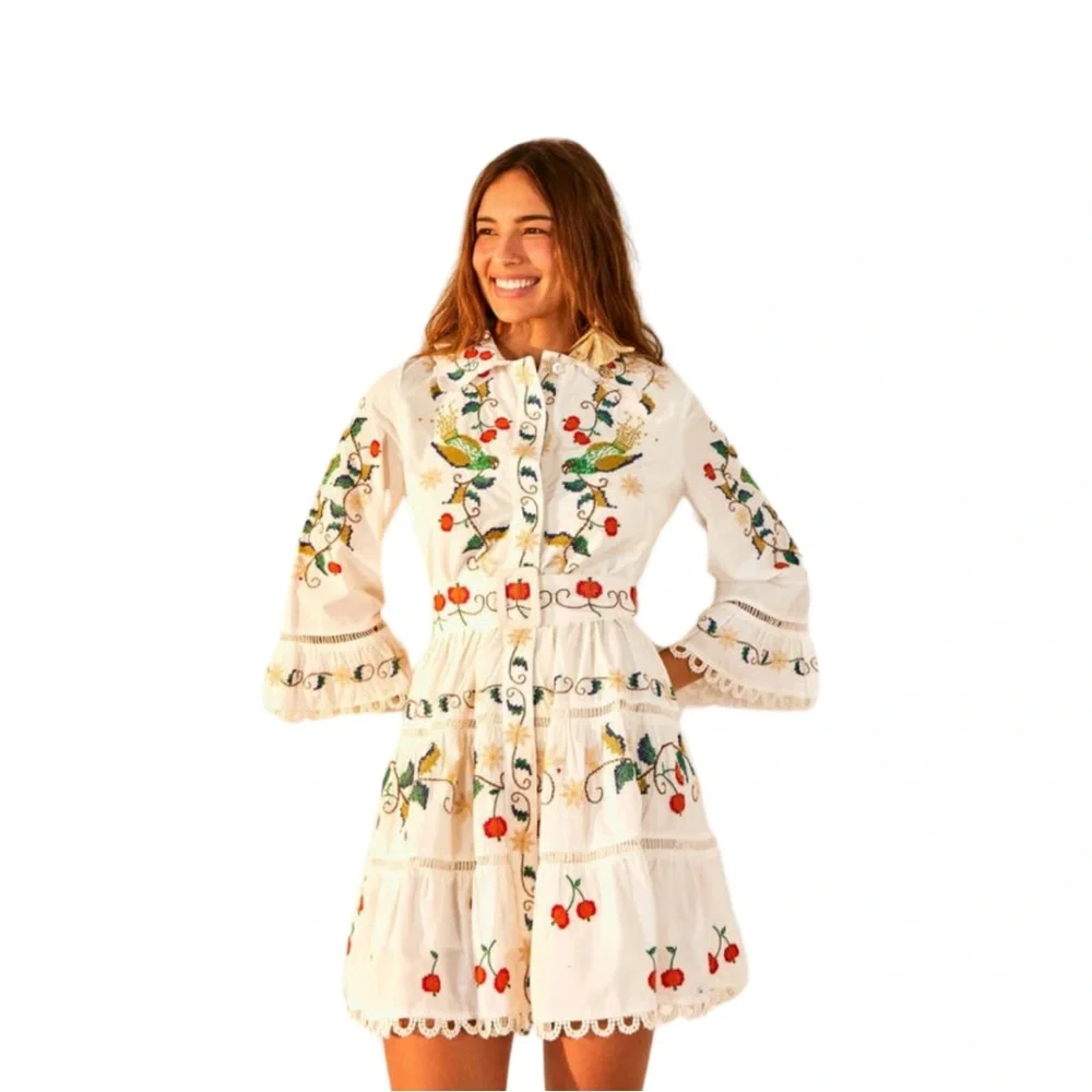 FARM RIO Pitanga Embroidered Belted Mini Dress - Picture 3 of 6